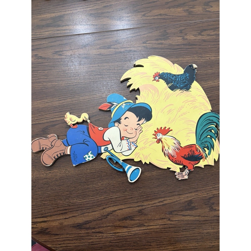 Vintage‎ 1951 Dolly Toy Co. Mother Goose Wall Hanging Little Boy Blue Die Cut